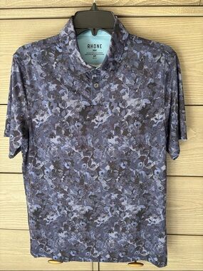 RHONE Men's Blue Floral Performance Polo